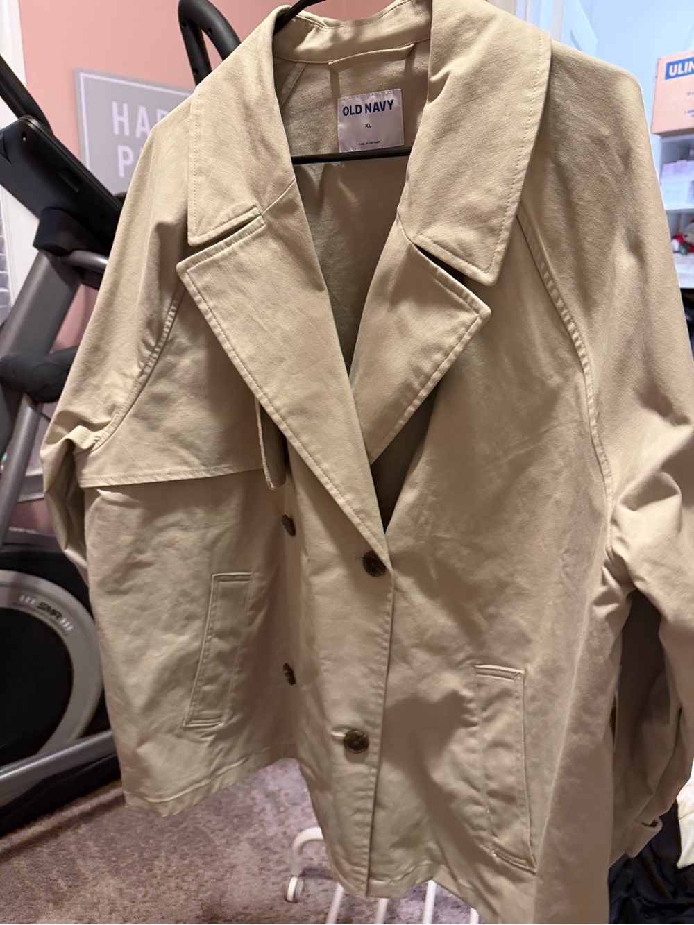Old Navy Light Beige Double-Breasted Trench Coat